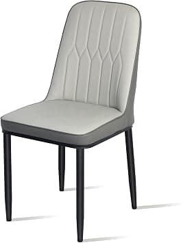 SKY-TOUCH Modern PU Leather Dining Chair, High Back with Soft Seat, Metal Side Legs, Grey, 44x40x90cm, Ideal for Kitchen, Dining Room, Living Room, and Vanity على Amazon.ae - متتبع الأسعار