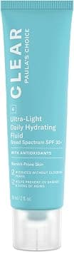 Paula's Choice CLEAR Light Hydrating Fluid SPF 30 - Non Greasy Mattifying Face Moisturiser - Reduces Blackheads & Pores - with Vitamin E - Combination to Oily & Suitable for Acne Prone Skin - 60 ml على Amazon.ae - متتبع الأسعار