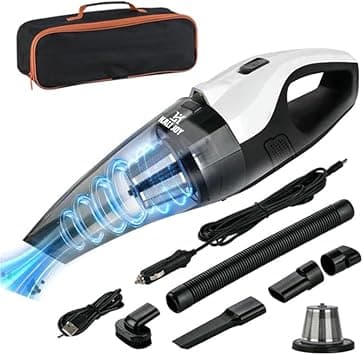 Kali Joy Handheld Vacuum Cleaner Powerful Suction Portable Lightweight Vaccum Cordless Cleaner and Air Duster with LED Light and Multi-Nozzles Car, Home, Office, Battery 6000mah (Black & White) - Amazon.ae Price Tracker