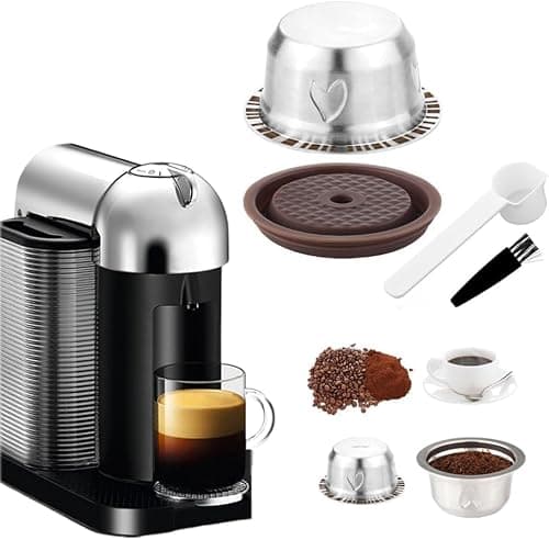 SYOSI Reusable Stainless Steel Pods for Nespresso Vertuo, 230ml Coffee Capsule Set with Silicone Lid, Spoon, and Brush, Coffee Accessories Compatible with Delonghi Machines on Amazon.ae - Price Tracker
