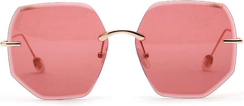 Borderless Striking Frame Sunglasses Fashion Decoration for Beach Travel Drive Sunglasses for Women (Color : Pink) on Amazon.ae - Price Tracker