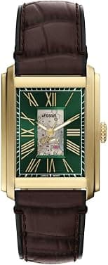 Fossil ME3271 Carraway Automatic Analogue Wrist Watch for Men, 30 mm Case Size, Gold/Brown - دليلك لأفضل العروض