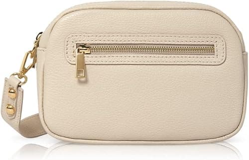 Women Italian Soft Leather Medium Size Crossbody Bag Camera Bag Shoulder Bag with Two Compartments, Cream on Amazon.ae - Price Tracker