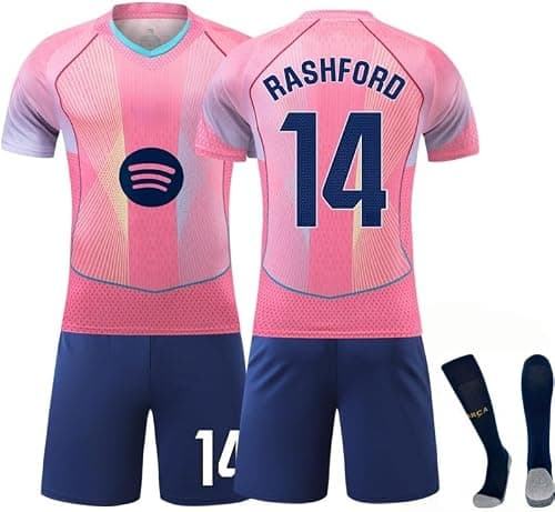 2025/26 Special Edition BAR Football Jersey Kit–RASHFORD #14 Signed Edition–Soccer Uniform Set with Shorts,Socks&Knee Pads–Athletic Training Gift for Men,Youth&Boys(16–3XL)，Gradient Pink on Amazon.ae - Price Tracker