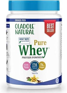 Oladole Natural Organic Grass Fed 100% Whey Protein 820g Vanilla Bean | 21G Protein Per Serving, 20 Servings | Blend of Whey Protein Concentrated & Whey Protein Isolate on Amazon.ae - Price Tracker