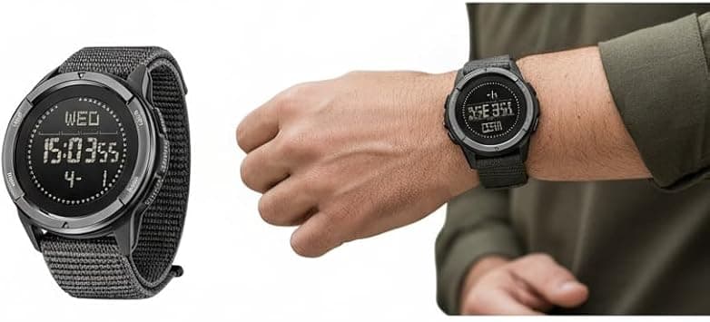 Tactical Watch for Men, Lightweight Military Sport Watch with Carbon Fiber Case, 5ATM Waterproof, Compass, Step Counter & Metronome, Black on Amazon.ae - Price Tracker