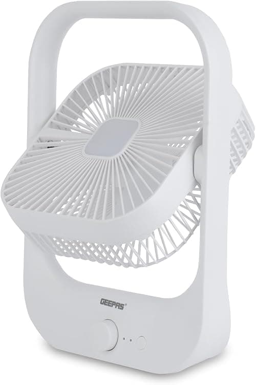Geepas 8" Rechargeable Fan With Led Light, Gf21162 Over Charge Protection, 8 Hours Working, Step Less Speed Control, Rechargeable Lithium Battery, Full Charge Indicator, White on Amazon.ae - Price Tracker