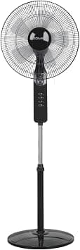 DOMEA Pedestal Fan with 5 Blades, 16-Inch, Adjustable Height, Silent Operation, 3-Speed Modes & 1-Hour Timer, Wide Angle Oscillation -Best For Home & Office Cooling, 45 W Power Motor, Classic Black on Amazon.ae - Price Tracker
