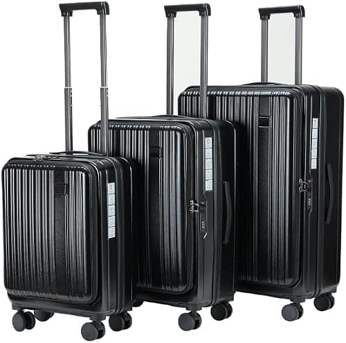 Luggage Set, 3-Piece ABS and PC, Grey, TSA-Compatible Lock, Waterproof, Lightweight, 20-24-28 Inches (Black) على Amazon.ae - متتبع الأسعار