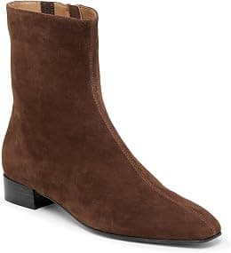 Coutgo Womens Ankle Boots Chunky Low Heel Square Toe Zipper Dress Booties - Best Deal Finder