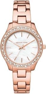 Michael Kors Women's Liliane Three-Hand, Rose Gold-tone Stainless Steel Watch, MK4557 - Best Deal Finder