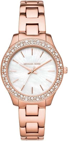 Michael Kors Women's Liliane Three-Hand, Rose Gold-tone Stainless Steel Watch, MK4557 - Best Deal Finder