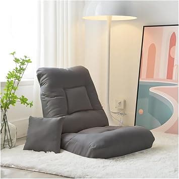 Folding Floor Chairs Lazy Sofa,5-Position Adjustable Backrest,Used for Home Office Reading Watching TV Games Meditation((Dark Gray)) على Amazon.ae - متتبع الأسعار