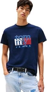 Tommy Jeans mens Short Sleeve Cotton T-shirts With Flag and Logo Graphic Short Sleeve Cotton T-shirts With Flag and Logo Graphic (pack of 1) - Best Deal Finder