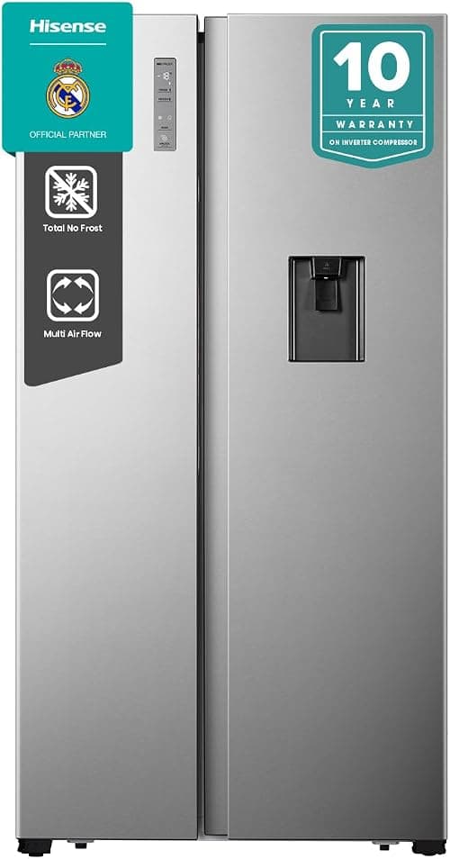 Hisense HS91518D, 670 Litres Side by Side Refrigerator with Water Dispenser, Inverter Compressor, No Frost Technology, Silver on Amazon.ae - Price Tracker