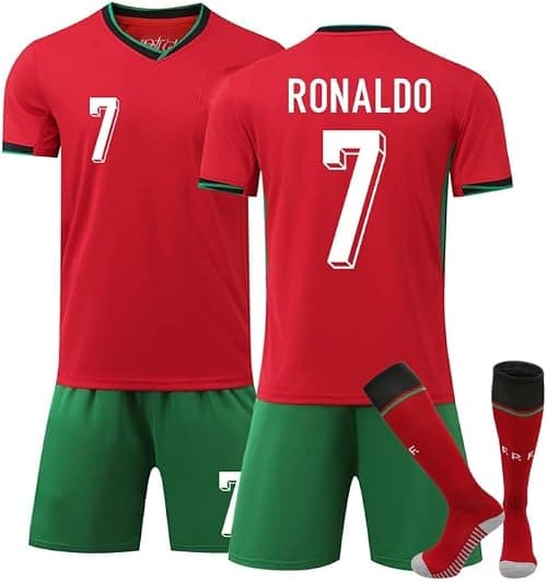 2024 Eu Cup National Team P Home Soccer Jersey Kit – Ronaldo #7 Football Uniform Set for Boys, Youth & Men – Breathable Soccer Shirt with Shorts & Socks, Kids to Adult Sizes (16–3XL) on Amazon.ae - Price Tracker