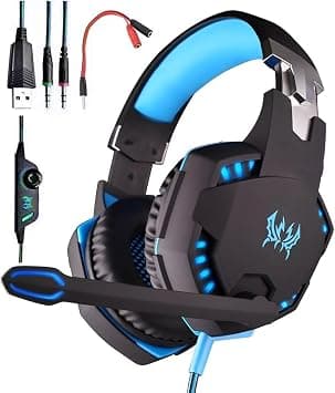 G2000 Gaming Headset with Mic Stereo Surround Sound Wired Headphones with LED Light Noise Reduction Earphones for Gaming Console Desktop Computer Laptop Pro Gamers Accessories Black Red on Amazon - Best Deal Finder