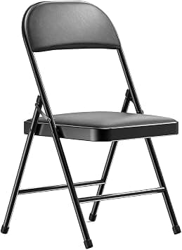 Folding Chair with PU Seats, Heavy-Duty Metal Frame Non-slip Foldable Chair for Home Office Outdoor Use (Black) on Amazon.ae - Price Tracker