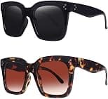Vintage Women Oversized Sunglasses Designer Luxury Square Sun Glasses UV400 Protection Flat Lens - Best Deal Finder