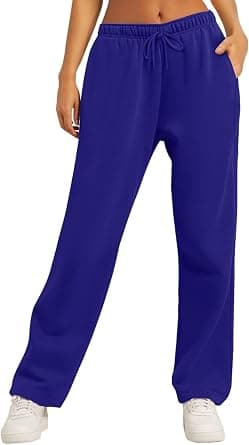 AUTOMET Women’s Fleece Lined Sweatpants, Wide Straight Leg Pants - Best Deal Finder