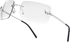 knliwkm Rimless Rectangle Y2k Sunglasses for Women Men Cute Small Clear Frameless Tinted Lens 2000S Fashion Shades Butterfly - متتبع أسعار Amazon.ae