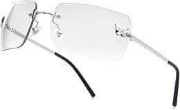knliwkm Rimless Rectangle Y2k Sunglasses for Women Men Cute Small Clear Frameless Tinted Lens 2000S Fashion Shades Butterfly - Best Deal Finder