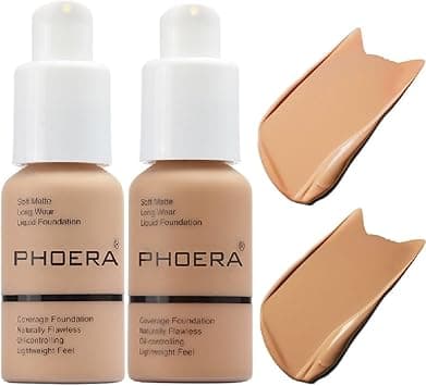 Meifen 2 Pack PHOERA Foundation 104- Buff Beige and 105- Sand, Flawless Soft Matte Liquid Foundation 24 HR Oil Control Concealer Foundation Makeup. on Amazon.ae - Price Tracker