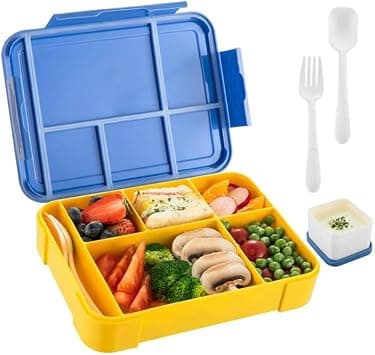 Lunch Box for Kid School,Children's Lunch Box with Compartments, Bento Box Children, Leak-proof Lunch Box for Girls and Boys, Snack Box, Perfect for School, Nursery & Trips (Blue) on Amazon.ae - Price Tracker