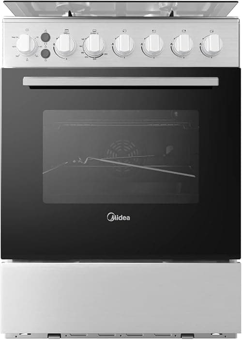 Midea 60x60cm Freestanding Cooker without Convection Fan, Full Gas Cooking Range with 4 Burners, Automatic Ignition & Full Safety, Cast Iron Pan Support, Double Knob for Grill & Oven Control on Amazon.ae - Price Tracker