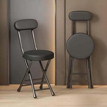 Modern FoldX Premium Padded Folding Chair with Backrest – Space-Saving, Heavy Duty Metal Frame – Portable & Compact Seating for Home, Office, or Events – Matte Black Finish على Amazon.ae - متتبع الأسعار