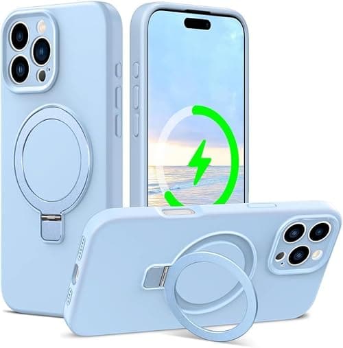 RUNGOS for iPhone 15 Pro Max Case Magsafe, with Stand & Ring Holder [Natural Liquid Silicone][Strong Magnetic] [Military-grade Shockproof] Soft Microfiber Lining Cover for iPhone 15 Pro Max Phone Case على Amazon.ae - متتبع الأسعار