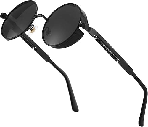 KASTWAVE Men Sunglasses, Steampunk Polarized Sunglasses For Men Professional Full UV400 Protection Round Gothic Shades Style Vintage Polarized Lens Women Metal Circle Frame on Amazon.ae - Price Tracker