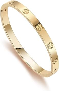 Gold Bracelets for Women, 14K Gold Plated Friendship Love Bangle Bracelets, Cubic Zirconia Stainless Steel Bracelet Jewelry Valentines Birthday Gifts for Women - Best Deal Finder