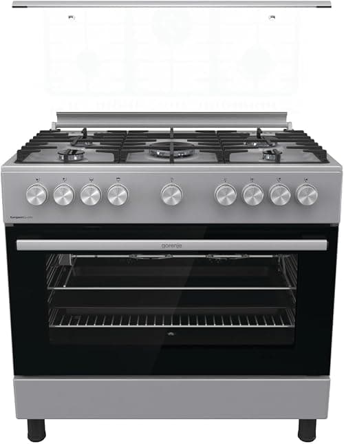 Gorenje 90 cm Freestanding Gas Cooker GGI9B20S – 5-Burner Hob with Triple Ring Burner, 105L Fan-Assisted Oven, EcoClean Enamel, and Stainless Steel Finish on Amazon.ae - Price Tracker