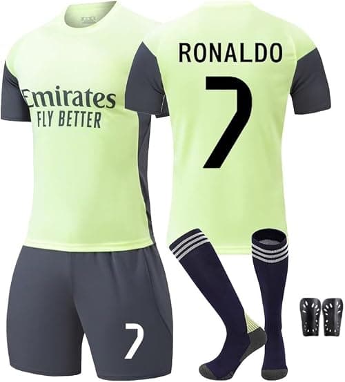 2025/26 Training version RM Football Jersey Kit– RONALDO #7 Signature Edition–Soccer Uniform Set with Shorts,Socks & Knee Pads–Athletic Training Gift for Men,Youth & Boys(16–3XL),Green on Amazon.ae - Price Tracker
