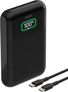 Belkin BoostCharge 3-Port Laptop Power Bank 20K with USB-C & USB-A Ports, Fast Charge USB-C Power Delivery, Portable Charger for MacBook, iPhone 17, 16 Series, iPad Pro, Galaxy S25 & More - Black - Amazon.ae Price Tracker