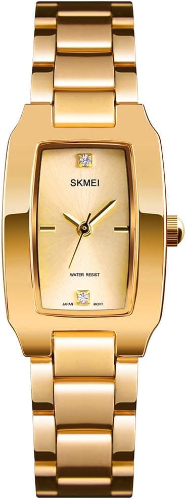 SKMEI Watches for Women Ladies Female Simple Square Stainless Luxury Fashion Small Slim Analog Quartz Waterproof Dress Casual Wife Girls Gifts Gold Wrist Watch on Amazon.ae - Price Tracker