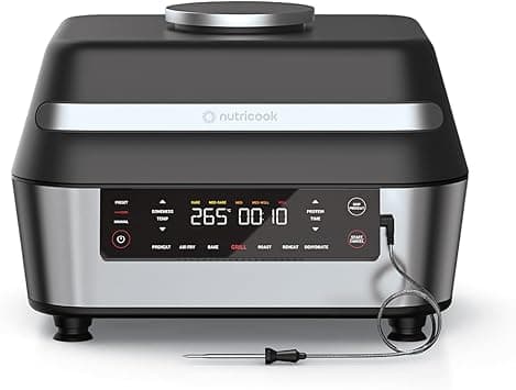 Nutricook 6 in 1 Smart Indoor Grill with Air Fryer XL 8.5 Liters | Built in Thermometer, Grill, Air Fry, Roast, Bake, Dehydrate & Reheat |Black/SS |1760 Watts | AFG960 | 2 Years limited Warranty on Amazon.ae - Price Tracker