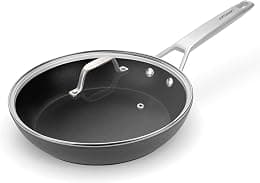 MSMK Frying Pan with Lid, 10 inch Nonstick Durable Egg Omelet Skillet, Titanium and Diamond Non Stick Coating From USA, 4mm Stainless Steel Base Induction Compatible, Oven Safe, Dishwasher Safe - Best Deal Finder