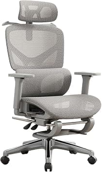 Ergonomic Mesh Office Chair, Home Desk Chair Comfy with Adjustable Lumbar Support 3D Headrest & Armrests,Footrest, Reclining Big High Back Computer Gaming Chairs Home/Office, 350lbs (Mesh, Grey) on Amazon.ae - Price Tracker