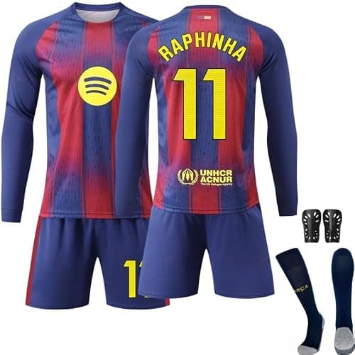 2025/26 Home Long sleeved BAR Football Jersey Kit– RAPHINHA #11 Signature Edition–Soccer Uniform Set with Shorts,Socks & Knee Pads–Athletic Training Gift for Men,Youth & Boys(16–3XL) على Amazon.ae - متتبع الأسعار