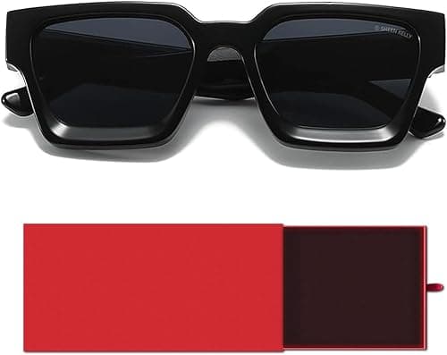 Retro Square Sunglasses for Men Women Trendy Thick Rectangle Chunky Frame Black Shades Fashion 90s Glasses on Amazon.ae - Price Tracker