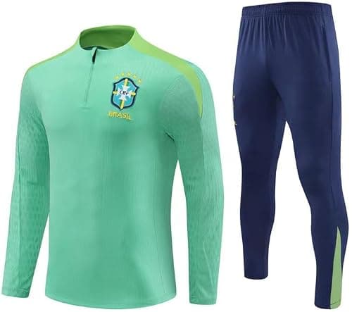 Brazil 24-25 Season Premium Replica Football Training Kit Set - Full Sleeves Jersey and Pants for Men, Youth & Kids, Pre-Match Wear - Green on Amazon.ae - Price Tracker