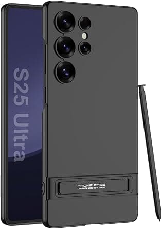 Samsung Galaxy S25 Ultra Case, Slim Protective Cover with Kickstand, 3-Way Stand Design, Thin Case for S25 Ultra, Phone Case for Men, Black على Amazon.ae - متتبع الأسعار