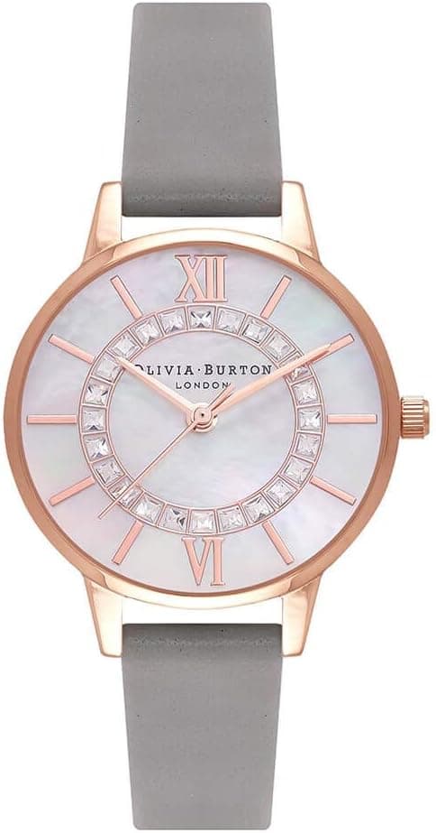 Olivia Burton Women's Watch White Dial Steel Grey Leather Strap - OB16WD92 on Amazon.ae - Price Tracker
