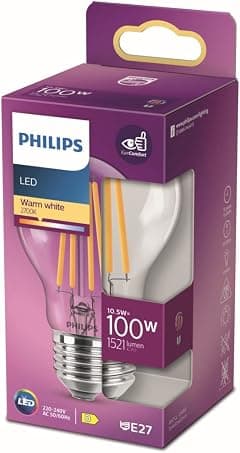 Philips LED Classic A60 Light Bulb [E27 Edison Screw] 10.5W - 100W Equivalent, Warm White (2700K), Non Dimmable - Amazon.sa Price Tracker