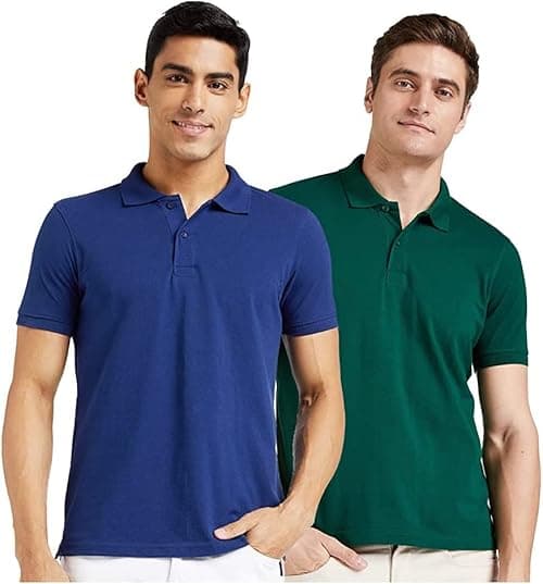 Amazon Brand - Symbol Men's Solid Regular Fit Half Sleeve Polo (Combo Pack of 2) on Amazon.ae - Price Tracker
