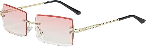 Rimless Rectangle Sunglasses For Women Men Fashion Frameless UV400 Protection Lens Glasses on Amazon.ae - Price Tracker