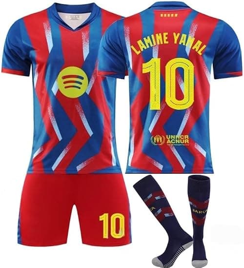 2025/26 Fourth Away Champion Edition BAR Football Jersey Kit–LAMINE YAMAL #10 Signed Edition–Soccer Uniform Set with Shorts,Socks&Knee Pads–Athletic Training Gift for Men,Youth&Boys(16–3XL) على Amazon.ae - متتبع الأسعار