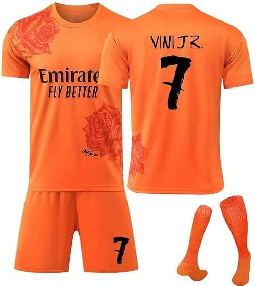 2024/25 Special Edition RM Football Jersey Kit– VINI JR. #7 Signed Edition–Soccer Uniform Set with Shorts,Socks&Knee Pads–Athletic Training Gift for Men,Youth&Boys(16–3XL),Orange on Amazon.ae - Price Tracker